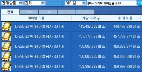 마스터리북 메이플 용사 30 가격